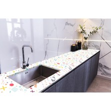 Sticker Art Tezgah Üstü Fayans Kaplama Folyosu Mutfak Tezgahı Kaplama Geometrik Şekiller 70 cm x 4 Metre