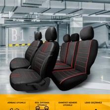 Tegin Hyundai Santafe cm 2006-2012 - 5 Kişilik Sport Deri Modüler Koltuk Kılıfı Takımı Siyah Kırmızı
