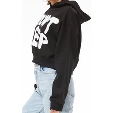 Maygiy Kapüşonlu Baskılı Crop Sweatshirt