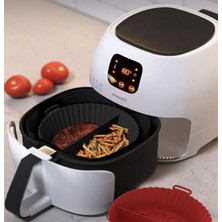 Holly Home Airfryer Silikon 2 Bölmeli Pişirme Kabı Fırın Kalıbı 20X5 cm Siyah