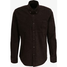 Fabrika Comfort Regular Fit Gömlek Yaka Düz Kahve Erkek Gömlek FC3WM-GML317