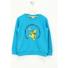 Haribo Baskılı Erkek Çocuk Turkuaz Sweatshırt HRBTXT305 Haribo Çocuk Sweatshirt