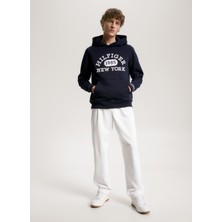 Tommy Hilfiger Kapüşon Yaka Mavi Erkek Sweatshırt MW0MW32682DW5