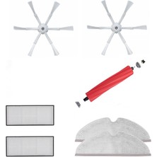 Ozemtek Roborock Q7 Max, Q7 Max Plus Siyah Uyumlu 6 Kollu Yan Fırçalı Q7 Seti-7 Parça