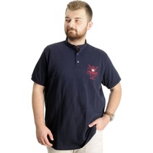 ModeXL  Büyük Beden T-Shirt Hakim Yaka Yatching 22327 Lacivert