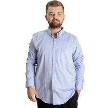 ModeXL  Büyük Beden Erkek Gömlek U.kol Cepli Oxford 20366 Mavi