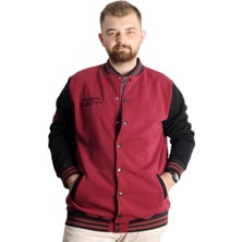 ModeXL  Büyük Beden Erkek Kolej Mont Spor Ceket 23628 Bordo