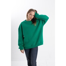 Pull The Hood Unisex Oversize Yeşil Sweatshirt Oversize