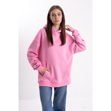 Pull The Hood Unisex Oversize Pembe Kapşonlu Sweatshirt