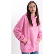 Pull The Hood Unisex Oversize Pembe Kapşonlu Sweatshirt