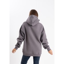 Pull The Hood Unisex Oversize Gri Kapşonlu Sweatshirt