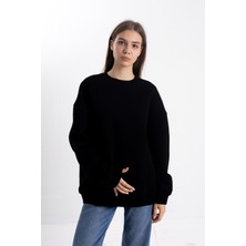 Pull The Hood Unisex Oversize Siyah Sweatshirt Oversize