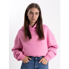 Pull The Hood Unisex Oversize Pembe Kapşonlu Sweatshirt