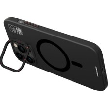 YoungKit iPhone 15 Uyumlu Kılıf Magsafe Şarj Özellikli Standlı Youngkit Hermit Bracket Serisi Kapak Siyah