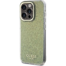 Guess iPhone 15 Pro Uyumlu Kılıf Guess Orjinal Lisanslı Yazı Logolu Mirror Disco Kapak Gold