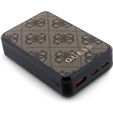 Guess Powerbank Guess Orjinal Lisanslı Dijital LED Göstergeli Pu Deri 4g Metal 10000MAH 18W Kahverengi