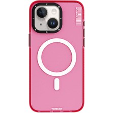 YoungKit iPhone 15 Uyumlu Kılıf Magsafe Şarj Özellikli Youngkit Crystal Color Serisi Kapak Pembe