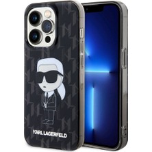 Karl Lagerfeld iPhone 15 Pro Uyumlu Kılıf Iml Ikonik Monogram Orjinal Lisanslı Kapak Siyah