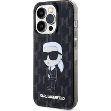 Karl Lagerfeld iPhone 15 Pro Uyumlu Kılıf Iml Ikonik Monogram Orjinal Lisanslı Kapak Siyah
