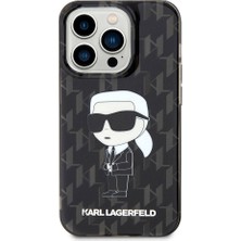 Karl Lagerfeld iPhone 15 Pro Uyumlu Kılıf Iml Ikonik Monogram Orjinal Lisanslı Kapak Siyah