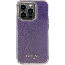 Guess iPhone 15 Pro Uyumlu Kılıf Guess Orjinal Lisanslı Yazı Logolu Mirror Disco Kapak Pembe