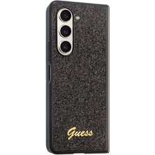 Guess Galaxy Z Fold 5 Uyumlu Kılıf Guess Orjinal Lisanslı Yazı Logolu Glitter Script Kapak Siyah