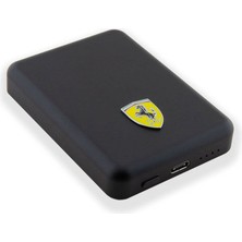 Ferrari Orjinal Lisanslı Powerbank 5000 Mah LED Işıklı Göstergeli Magsafe Magnetik Siyah