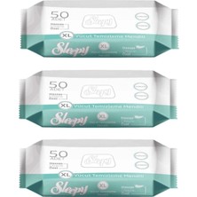 Sleepy 3 x 50'li XL Vücut Temizleme Mendili Dermatolojik Test Edilmiş Hassas Temizlik