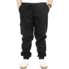 ModeXL  Büyük Beden Erkek Gabardin Kargo Jogger Pantolon  Doğa 21927 Siyah
