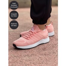 Peak Running Kadın Açık Pembe Beyaz Kaymaz Taban Ortopedik Nefes Alabilen Garantili Rahat Hafif Günlük Sneaker Yürüyüş Koşu Spor Ayakkabısı EW0127H