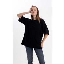 Pull The Hood Unisex Oversize Tshirt Siyah