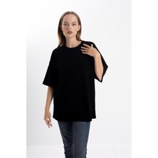 Pull The Hood Unisex Oversize Tshirt Siyah