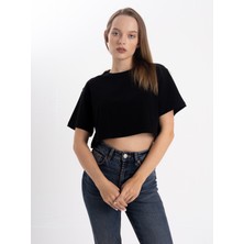 Pull The Hood Siyah Crop