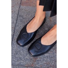 Nilufarr Lule Siyah Hakiki Deri Kadın Babet