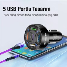 Ally Qc3.0 5 Port Çıkışlı Çoklu USB Araç Içi Çakmaklık Hızlı Şarj Başlığı