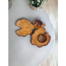 Artistic Quality Dekoratif Yaprak Figürlü 2 Kişilik Kahve Fincanı Seti