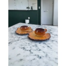 Artistic Quality Dekoratif Yaprak Figürlü 2 Kişilik Kahve Fincanı Seti