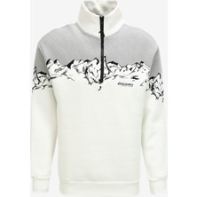Discovery Expedition Kırık Beyaz Erkek Bato Yaka Loose Fit Baskılı Sweatshirt D3WM-SWT23