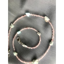 Doğaltaş Pembe Kuvars Larimar Kolye