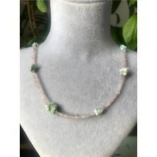 Doğaltaş Pembe Kuvars Larimar Kolye