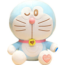 Maskot 30CM Doraemon Kalp Göz Kırpan Peluş Oyuncak (Yurt Dışından)