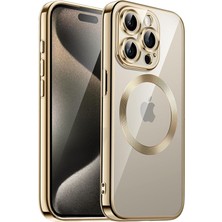 FitCase iPhone 15 Pro Max Kılıf Magsafe Özellikli Metal Lazer Silikon Kapak