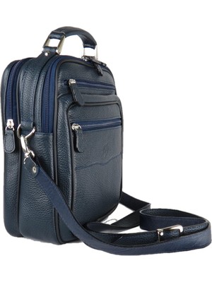 Büyük Boy Erkek El ve Omuz Askılı Portföy Çantası Hakiki Dana Derisinden