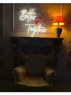 Better Together Yazılı Neon LED Işıklı Organizasyon Duvar Dekorasyon ÜRÜNÜ(78X79 Cm)