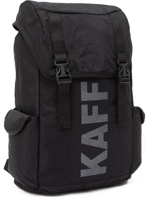 Kaff Logolu Siyah  Krinkıl Kumaş Suya Dayanıklı Büzgülü Seyahat Spor Outdoor Okul Sırt Çantası