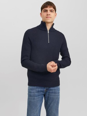 Jack & Jones Erkek Yarım Fermuarlı Boğazlı Kazak - 12236308