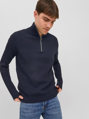 Jack & Jones Erkek Yarım Fermuarlı Boğazlı Kazak - 12236308