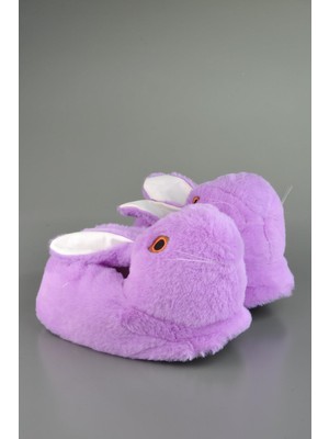 Konfor Tavşan Figürlü Peluş Panduf Kadın Lila