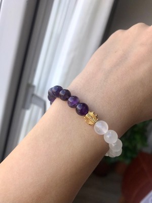 Ametist - Selenit doğaltaş bileklik