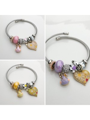 Stainless Steel Pandora Çelik Figürlü Bileklik